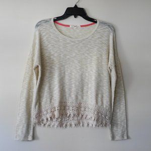 Rewind Cream Sweater with Crochet Lace Detail L